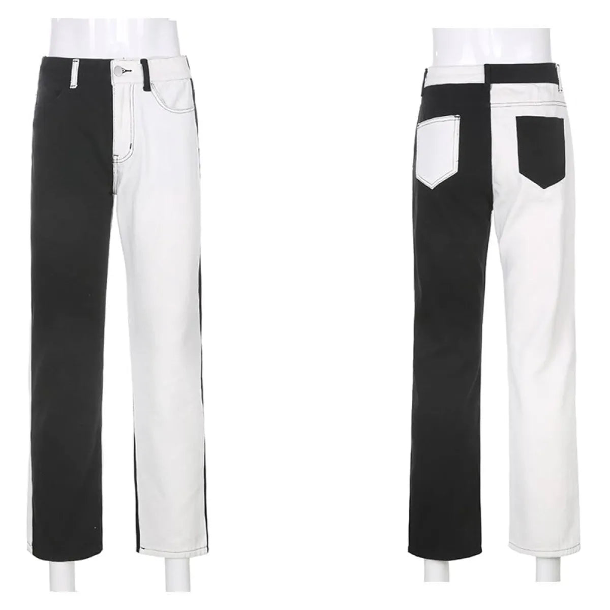 Black and White Patchwork Jeans
