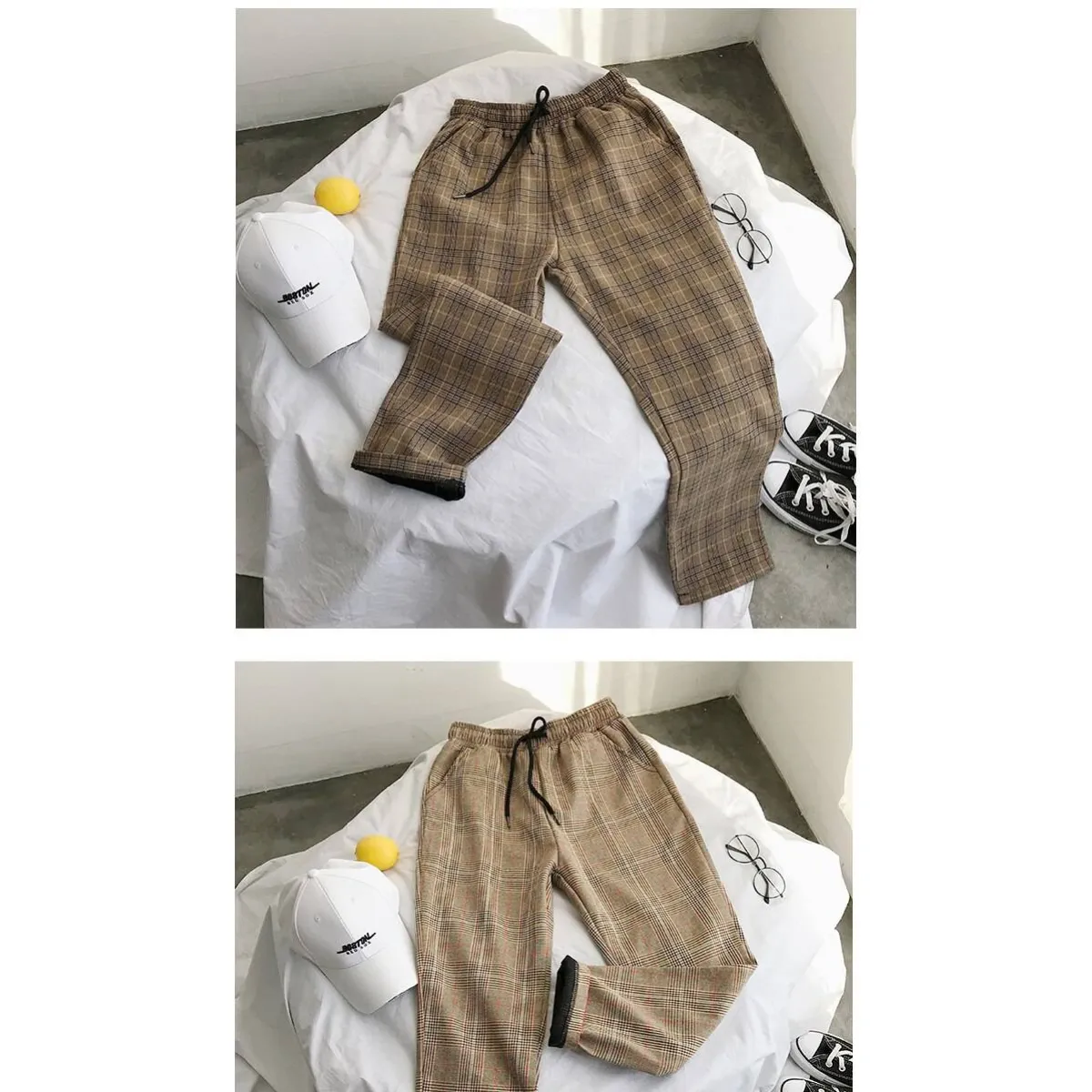Women Streetwear Plaid Pants