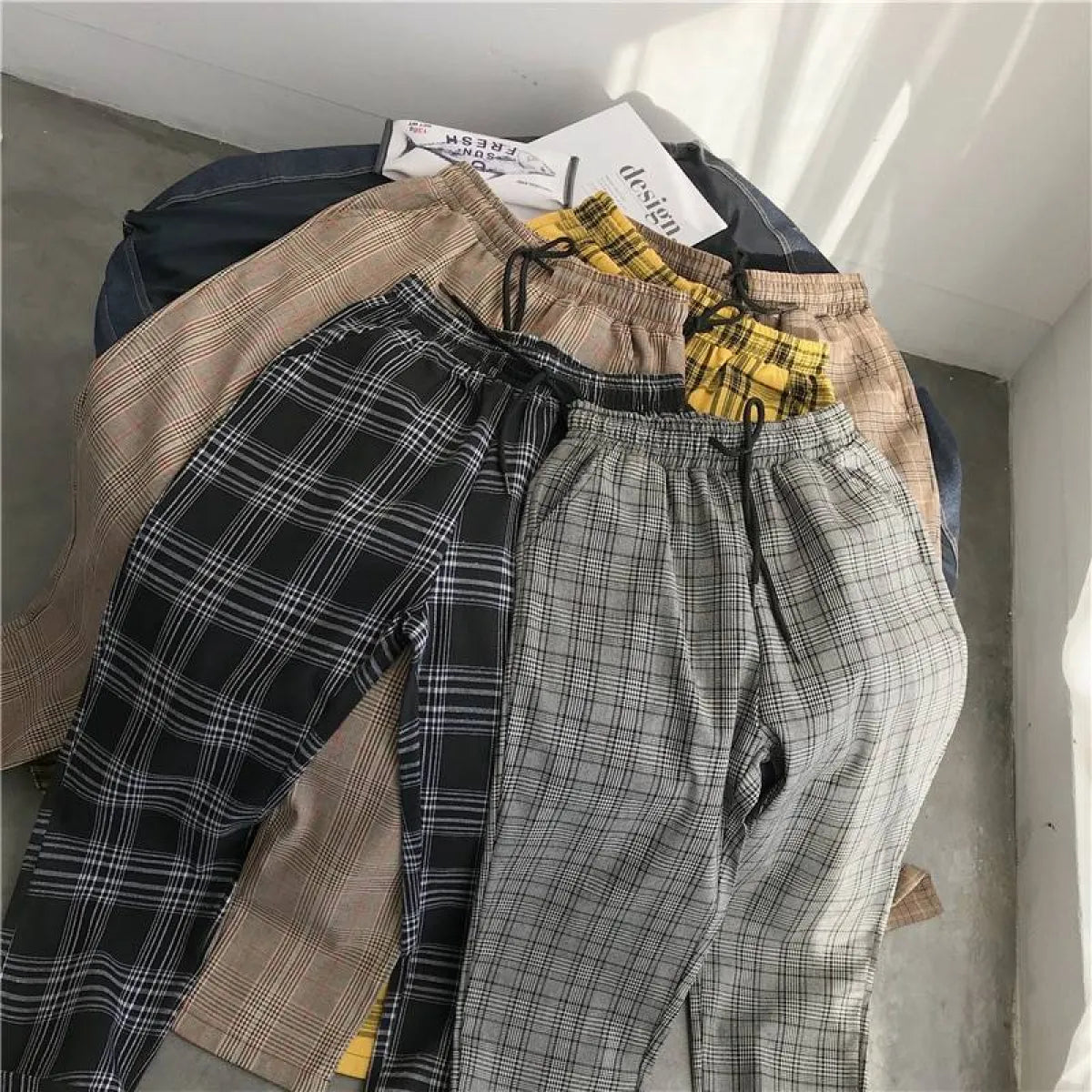 Women Streetwear Plaid Pants