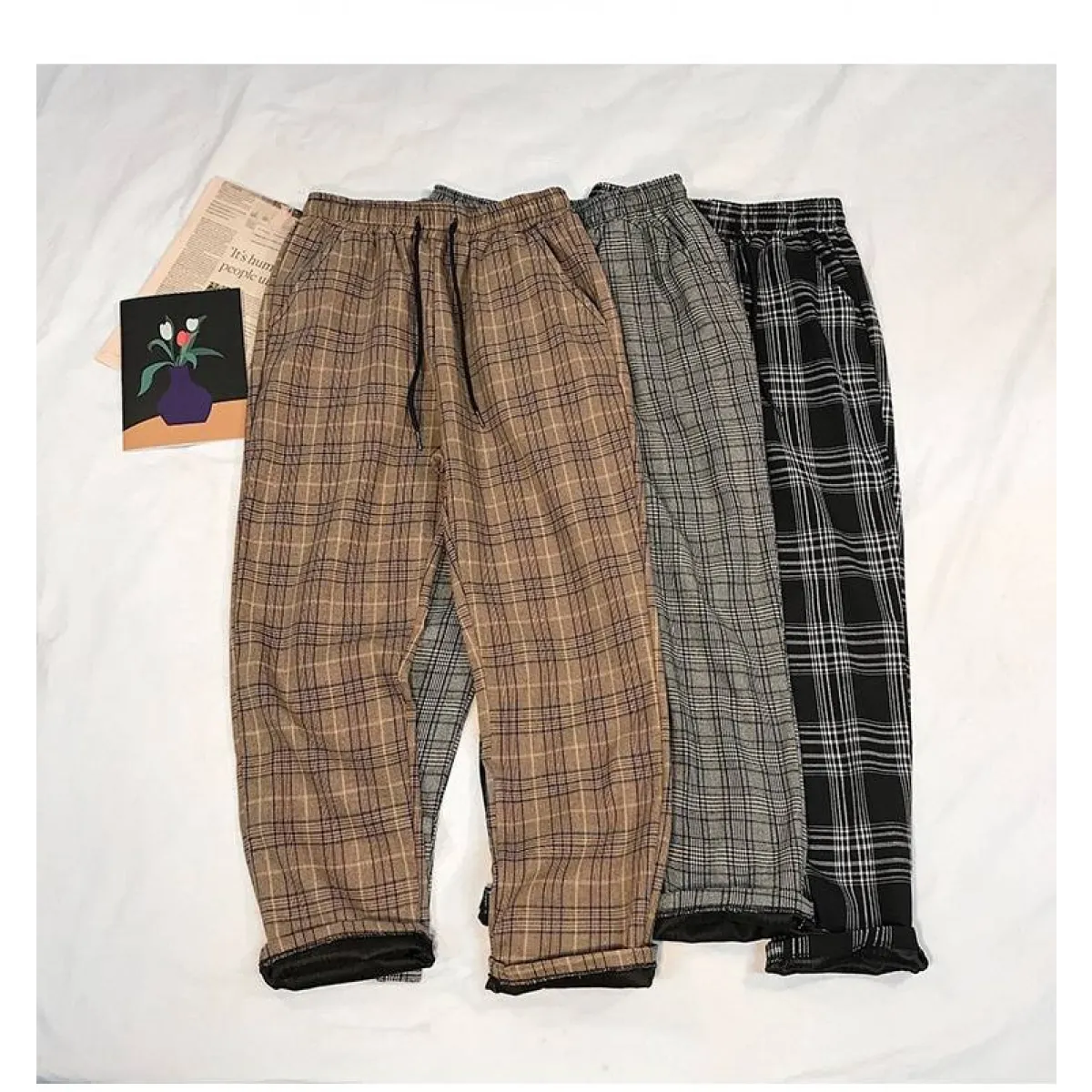 Women Streetwear Plaid Pants