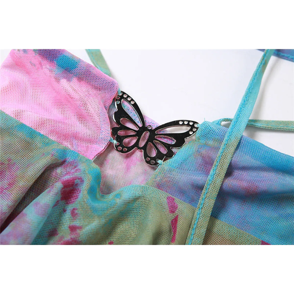 Tie-Dye Fairy Set – Butterfly Crop Top & Wrap Mini Skirt