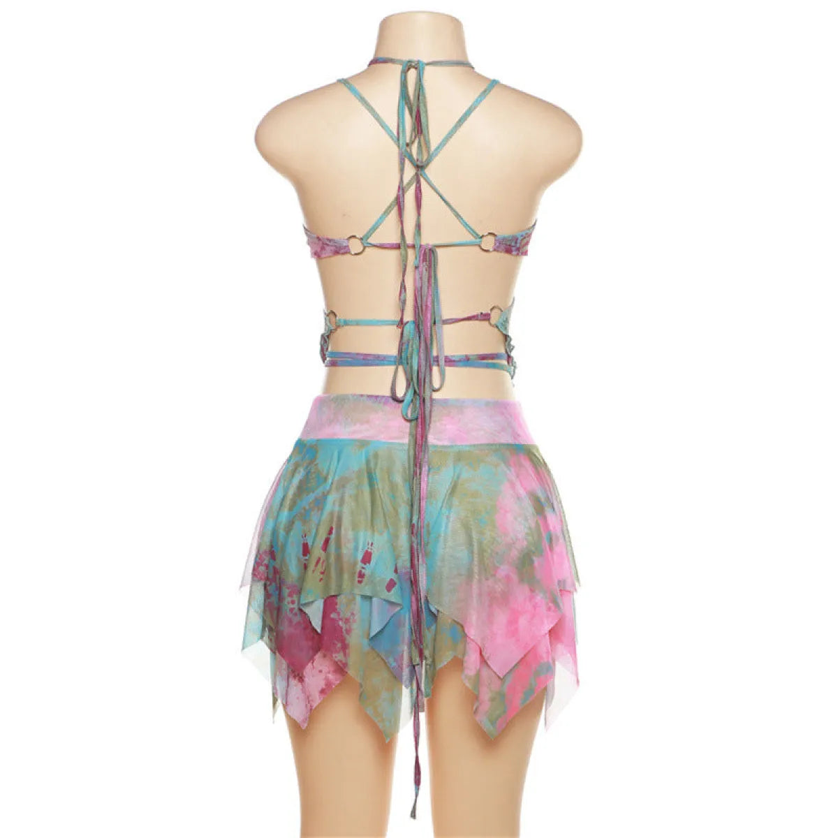 Tie-Dye Fairy Set – Butterfly Crop Top & Wrap Mini Skirt