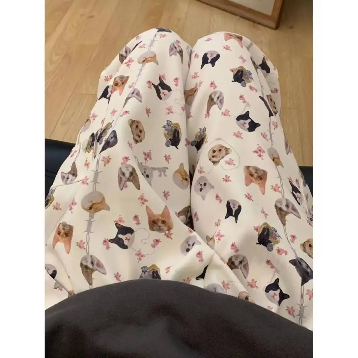 Cat Print Wide-Leg Pants – Y2K Harajuku Streetwear