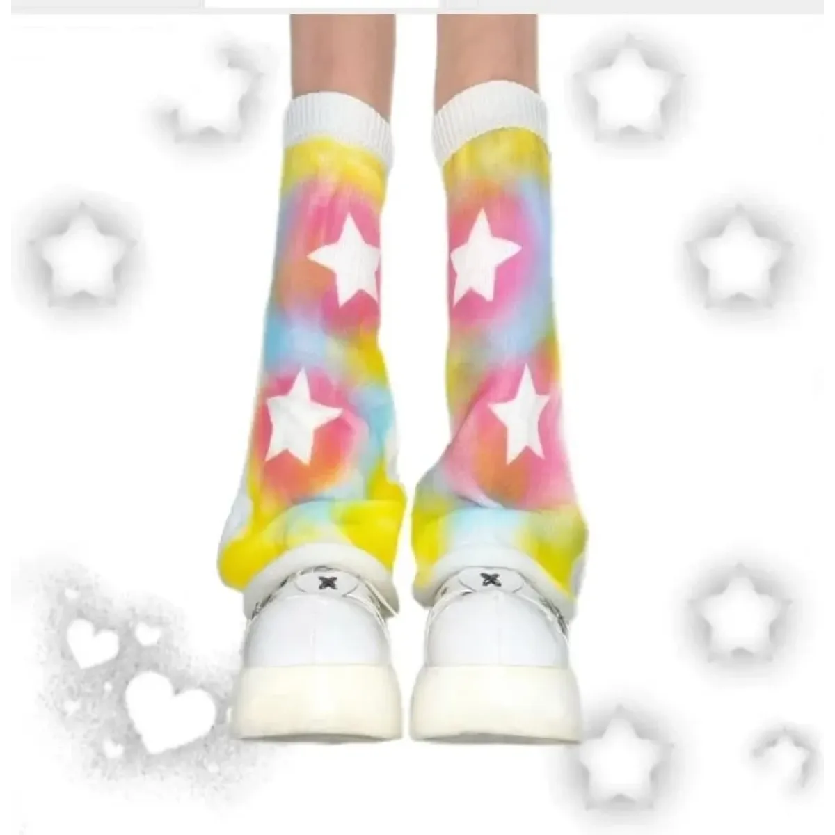 Y2K Kawaii Star Leg Warmers – Harajuku Pastel Tie-Dye Sleeves