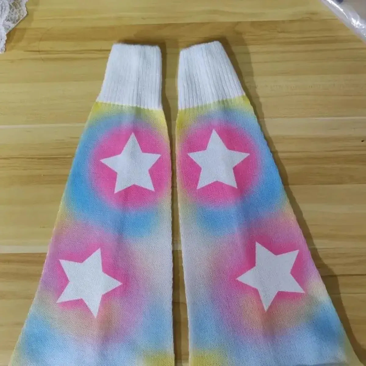 Y2K Kawaii Star Leg Warmers – Harajuku Pastel Tie-Dye Sleeves