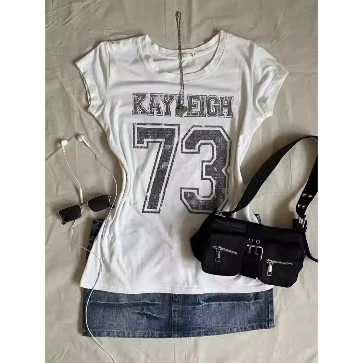 Y2K Punk Vintage T-Shirt – Number Print Slim Fit Tee