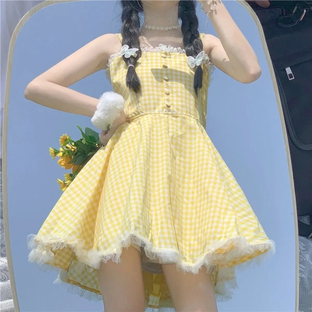 Yellow Plaid Fairy Tale Dress