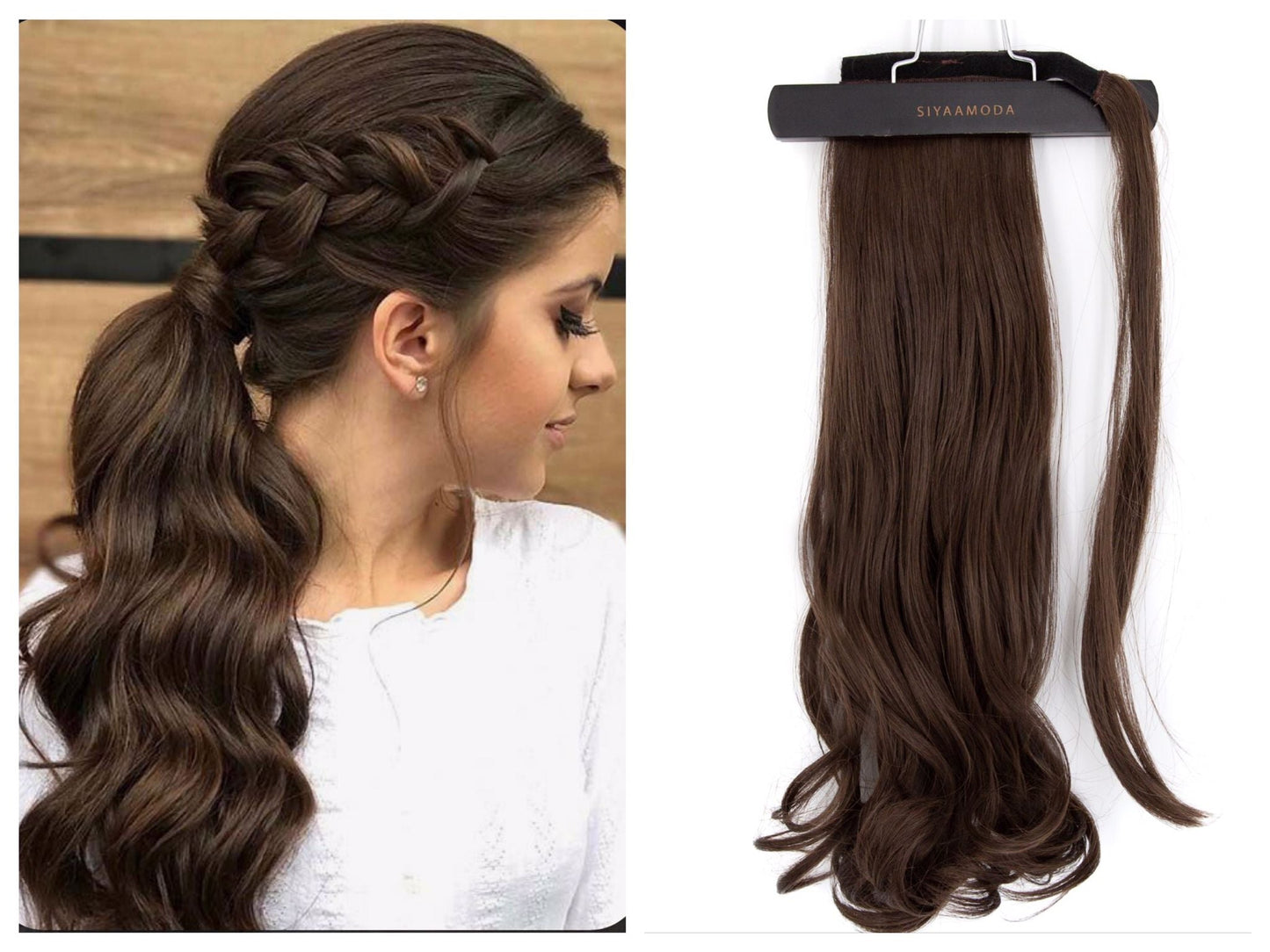 23" Ponytail Curly Clip-In Dark Colour