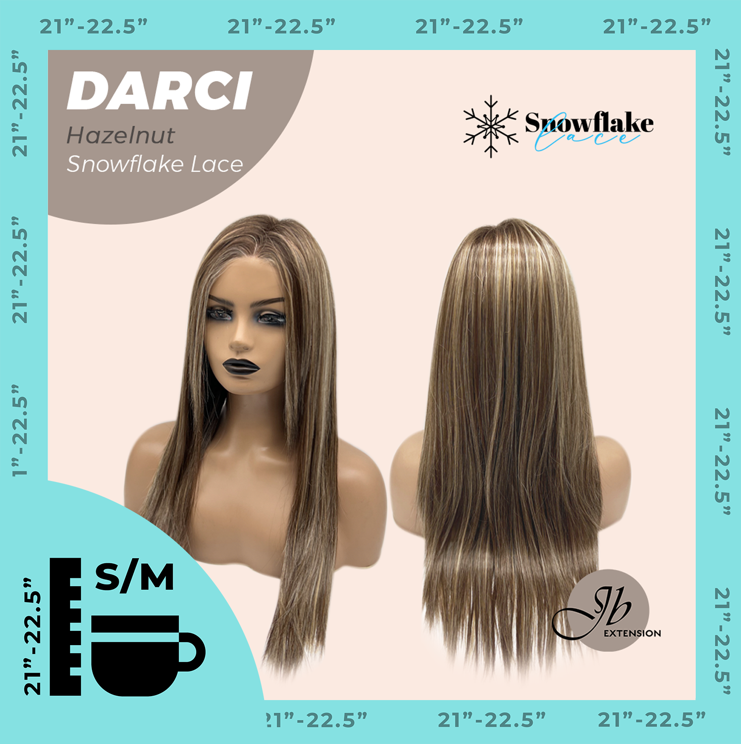 [PRE-ORDER] JBEXTENSION 25 Inches Hazelnut Blonde Highlight Pre-Cut Snowflake Lace Frontlace Glueless Wig DARCI HAZELNUT【PERMATEASE】【BENDY EAR TABS】