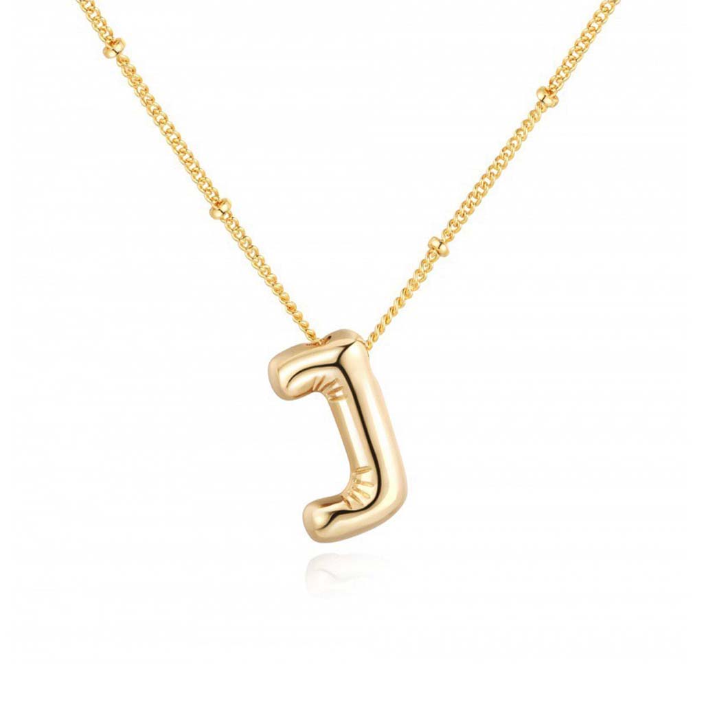 JBextension Golden Color Bubble Letter Necklace for Women,  Balloon Initial Letter Pendant Necklace Dainty Charm Initial Necklaces for Women Trendy Chunky Custom Name Necklace Gold Color Necklaces for Women
