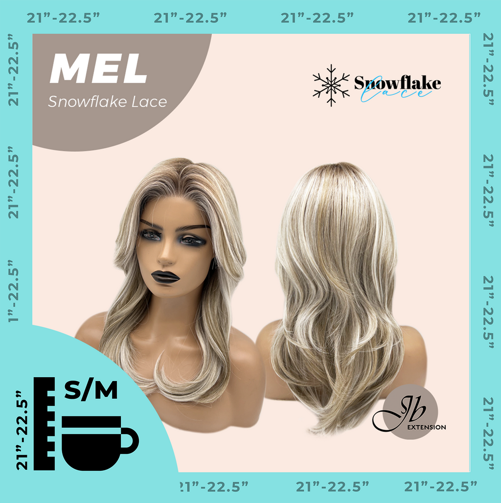 JBEXTENSION 20 Inches Ash Blonde Curly Pre-Cut Snowflake Lace Frontlace Glueless Wig MEL【PERMATEASE】【BENDY EAR TABS】- S/M