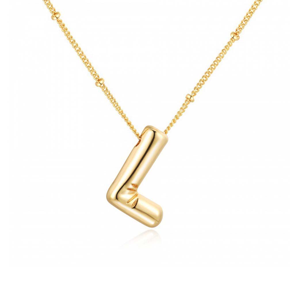 JBextension Golden Color Bubble Letter Necklace for Women,  Balloon Initial Letter Pendant Necklace Dainty Charm Initial Necklaces for Women Trendy Chunky Custom Name Necklace Gold Color Necklaces for Women