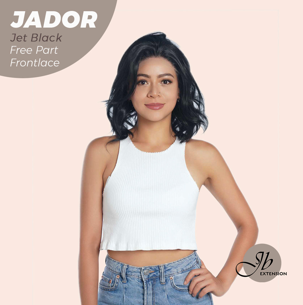 JBEXTENSION 10 Inches Jet Black Curly Lace Front Wig.Pre Plucked 13*3 HD Transparent Lace Frontal Handmade Futura Fiber Swiss Lace Synthetic Fiber Glueless Wig JADOR BLACK