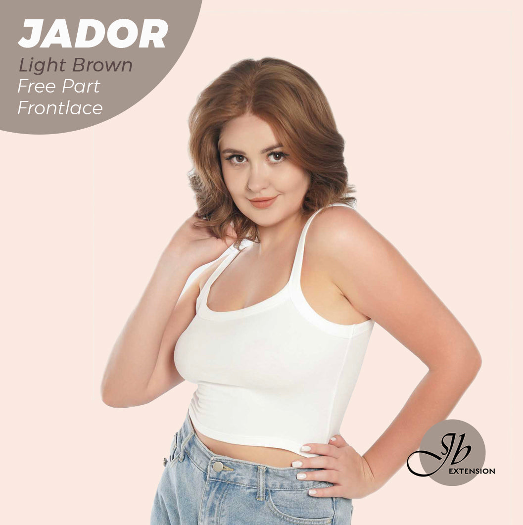 JBEXTENSION 10 Inches Light Brown Curly Lace Front Wig.Pre Plucked 13*4 HD Transparent Lace Frontal Handmade Futura Fiber Swiss Lace Synthetic Fiber Glueless Wig JADOR LIGHT BROWN