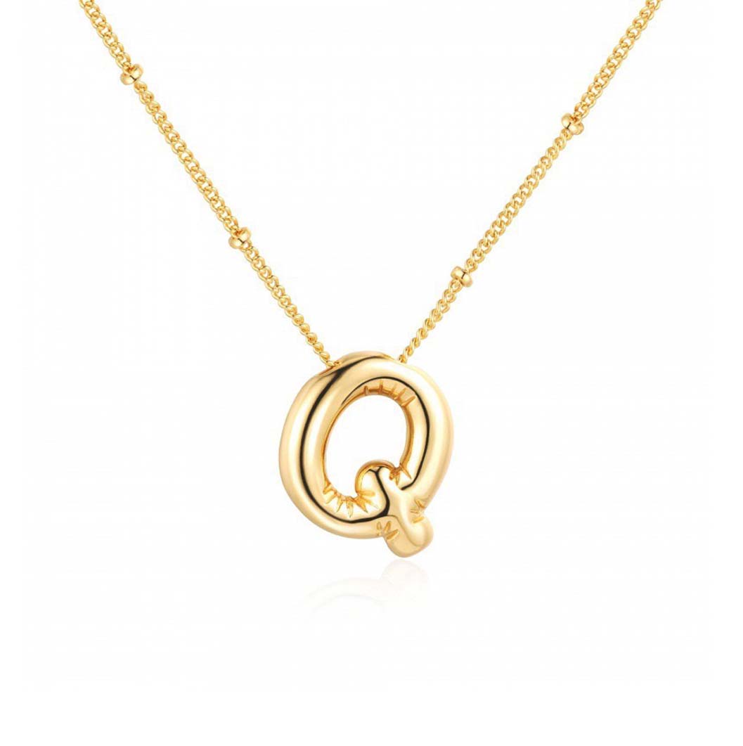 JBextension Golden Color Bubble Letter Necklace for Women,  Balloon Initial Letter Pendant Necklace Dainty Charm Initial Necklaces for Women Trendy Chunky Custom Name Necklace Gold Color Necklaces for Women