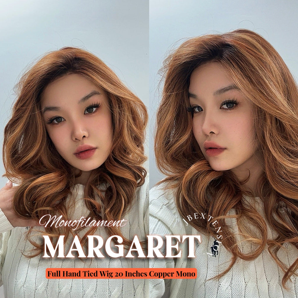 [PRE-ORDER] JBEXTENSION MARGARET MONO Monofilament Handmade Wig 6X5 Full Monofilament Hand Tied Top Wig 20 Inches Light Copper Mono Lace Handmade Futura Fiber Wig With Anti-slip Silicone Strips Glueless Wig MARGARET MONO【BENDY EAR TABS】