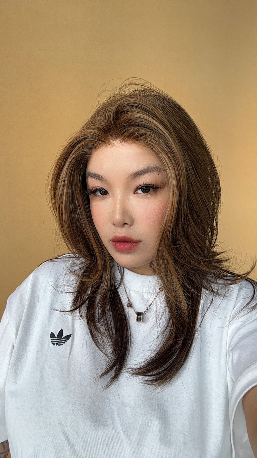 JBEXTENSION 20 Inches Caramel Pre-Cut Snowflake Lace Frontlace Glueless Wig VICKY【PERMATEASE】【BENDY EAR TABS】- S/M