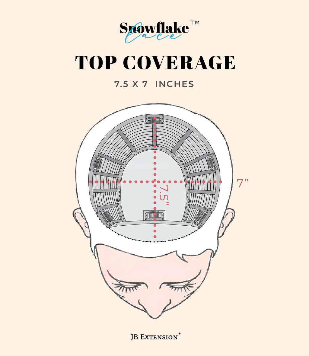 JBEXTENSION 14inch|18inch Clip-In Snowflake Lace Wave Hair Topper Monofilament with Anti-slip Silicone Strips – Crown & Hairline Coverage WHISPER PRO