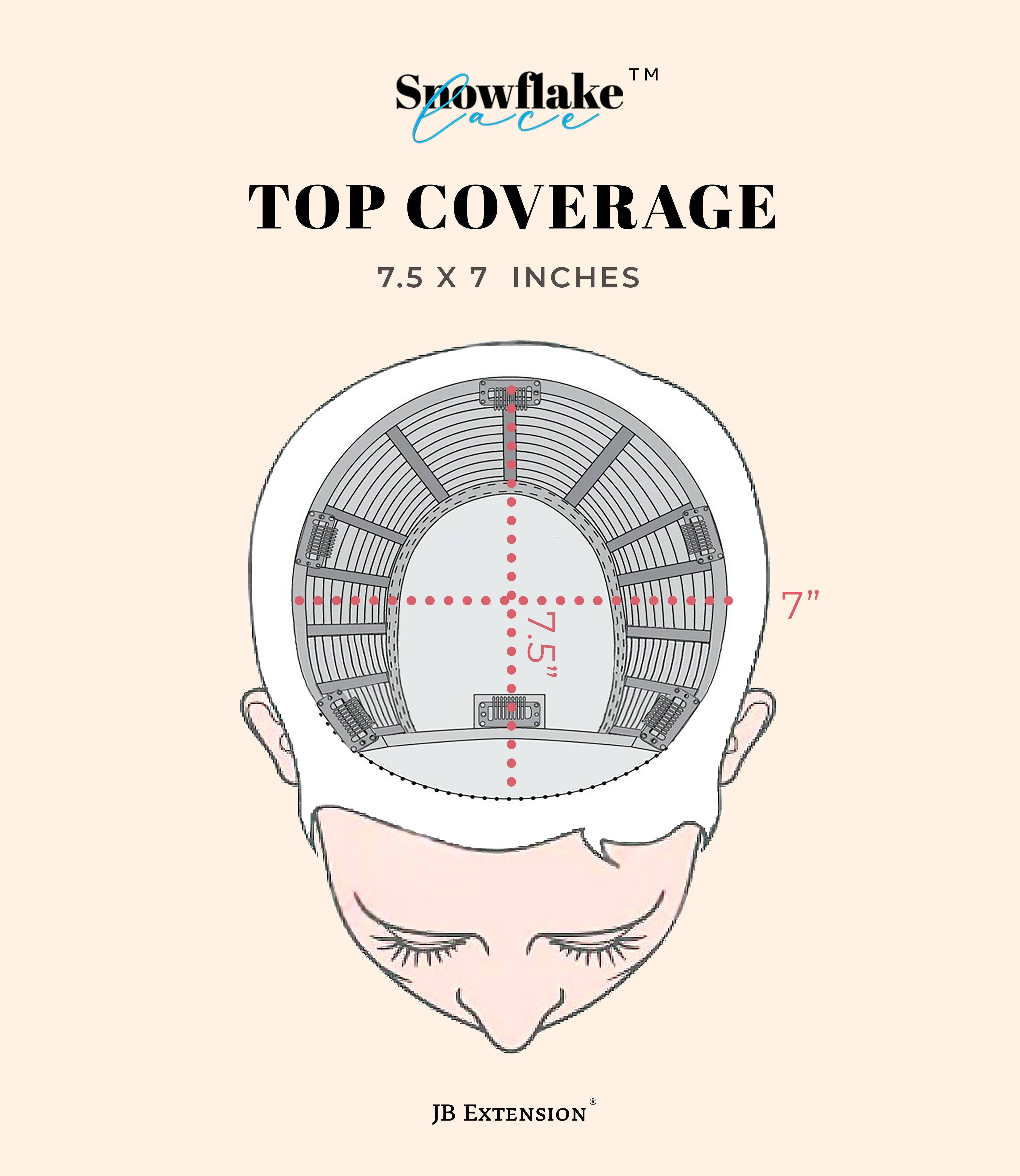 JBEXTENSION 14inch|18inch Clip-In Snowflake Lace Wave Hair Topper Monofilament with Anti-slip Silicone Strips – Crown & Hairline Coverage WHISPER PRO