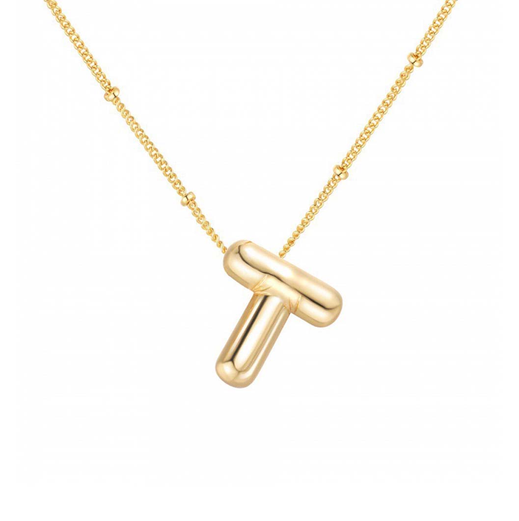 JBextension Golden Color Bubble Letter Necklace for Women,  Balloon Initial Letter Pendant Necklace Dainty Charm Initial Necklaces for Women Trendy Chunky Custom Name Necklace Gold Color Necklaces for Women