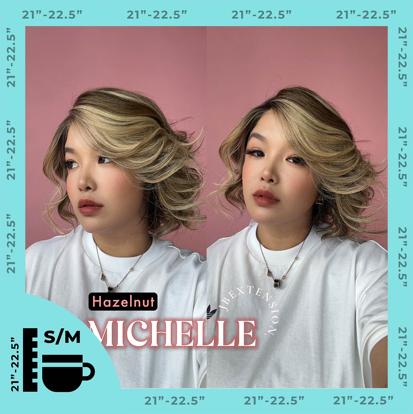 JBEXTENSION 10 Inches Hazelnut Blonde Highlight Pre-Cut Side Part Snowflake Lace Frontlace Glueless Wig MICHELLE HAZELNUT【BENDY EAR TABS】