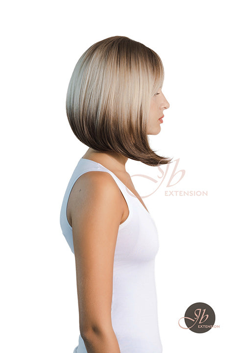 JBEXTENSION 12 Inches Bob Cut Short Straight Blonde With Black End Wig KARRY