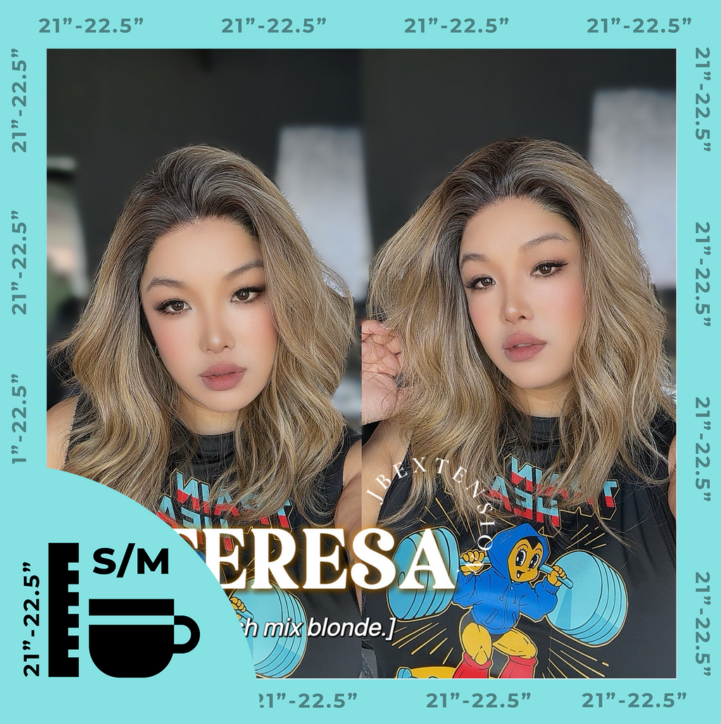 JBEXTENSION 18 Inches Shatush Mix Blonde Pre-Cut Snowflake Lace Frontlace Glueless Wig TERESA SHATUSH MIX BLONDE【PERMATEASE】【BENDY EAR TABS】- S/M