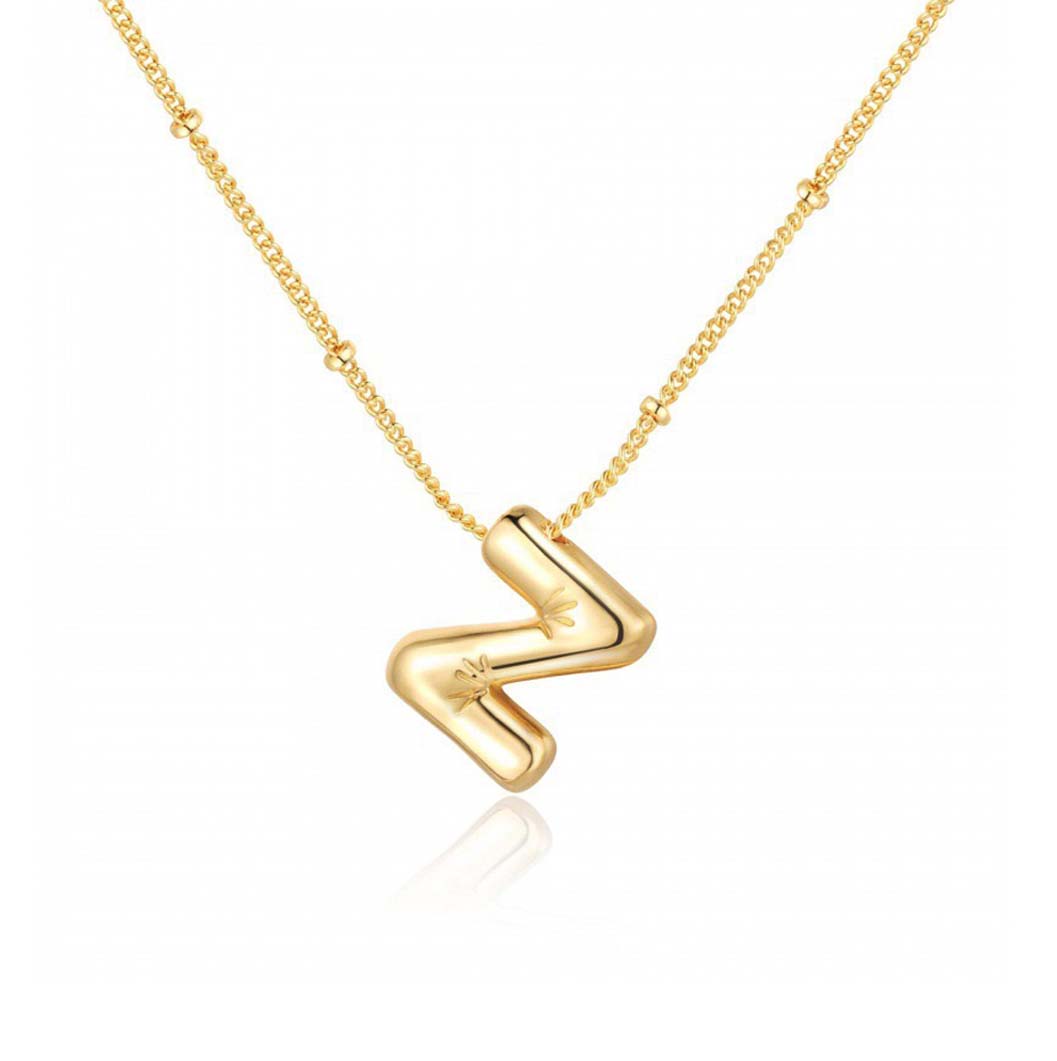 JBextension Golden Color Bubble Letter Necklace for Women,  Balloon Initial Letter Pendant Necklace Dainty Charm Initial Necklaces for Women Trendy Chunky Custom Name Necklace Gold Color Necklaces for Women