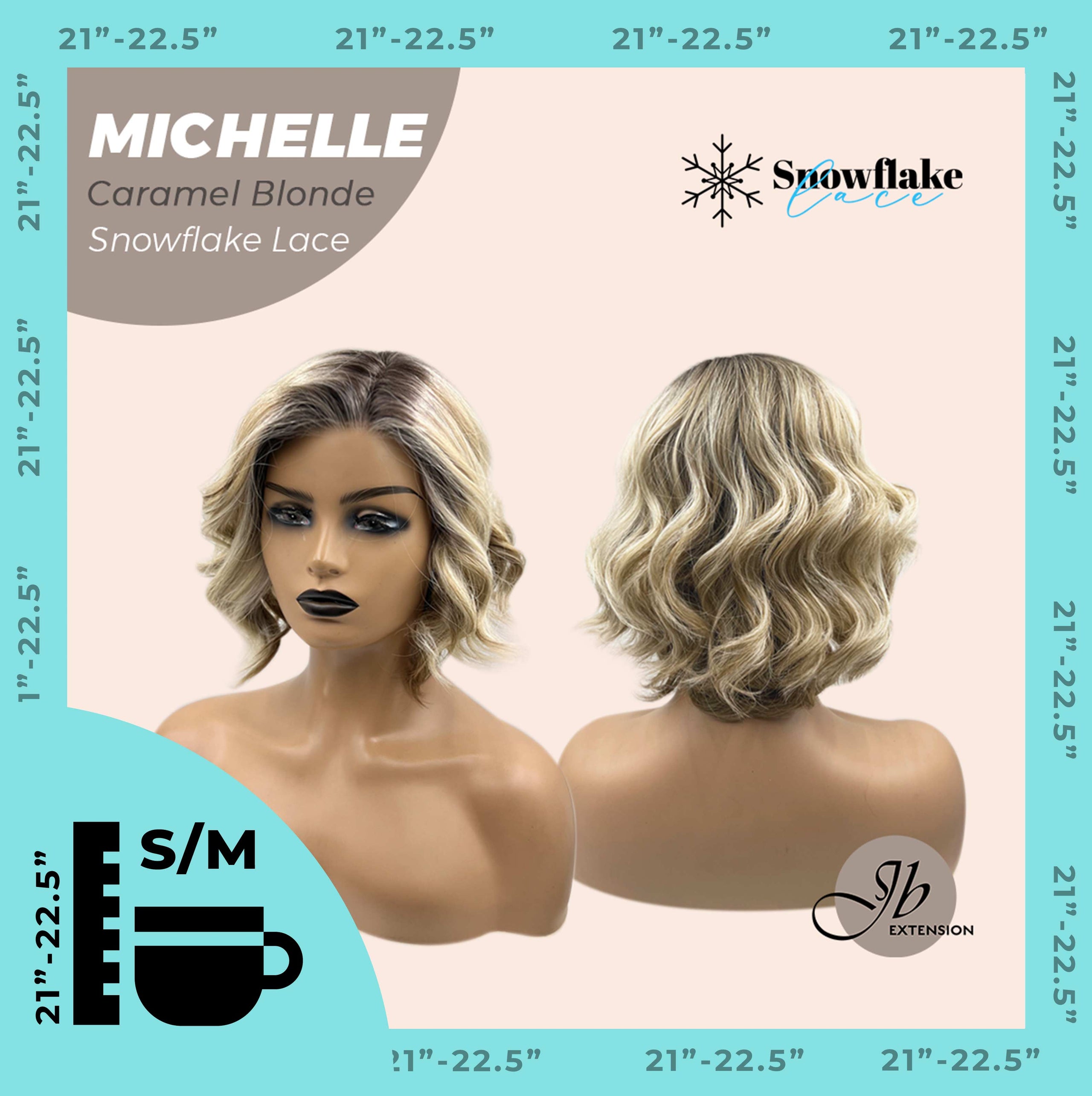 [PRE-ORDER] JBEXTENSION 10 Inches Caramel Blonde Pre-Cut Side Part Snowflake Lace Frontlace Glueless Wig MICHELLE CARAMEL BLONDE【BENDY EAR TABS】- S/M
