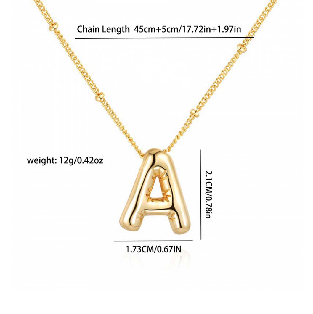 JBextension Golden Color Bubble Letter Necklace for Women,  Balloon Initial Letter Pendant Necklace Dainty Charm Initial Necklaces for Women Trendy Chunky Custom Name Necklace Gold Color Necklaces for Women