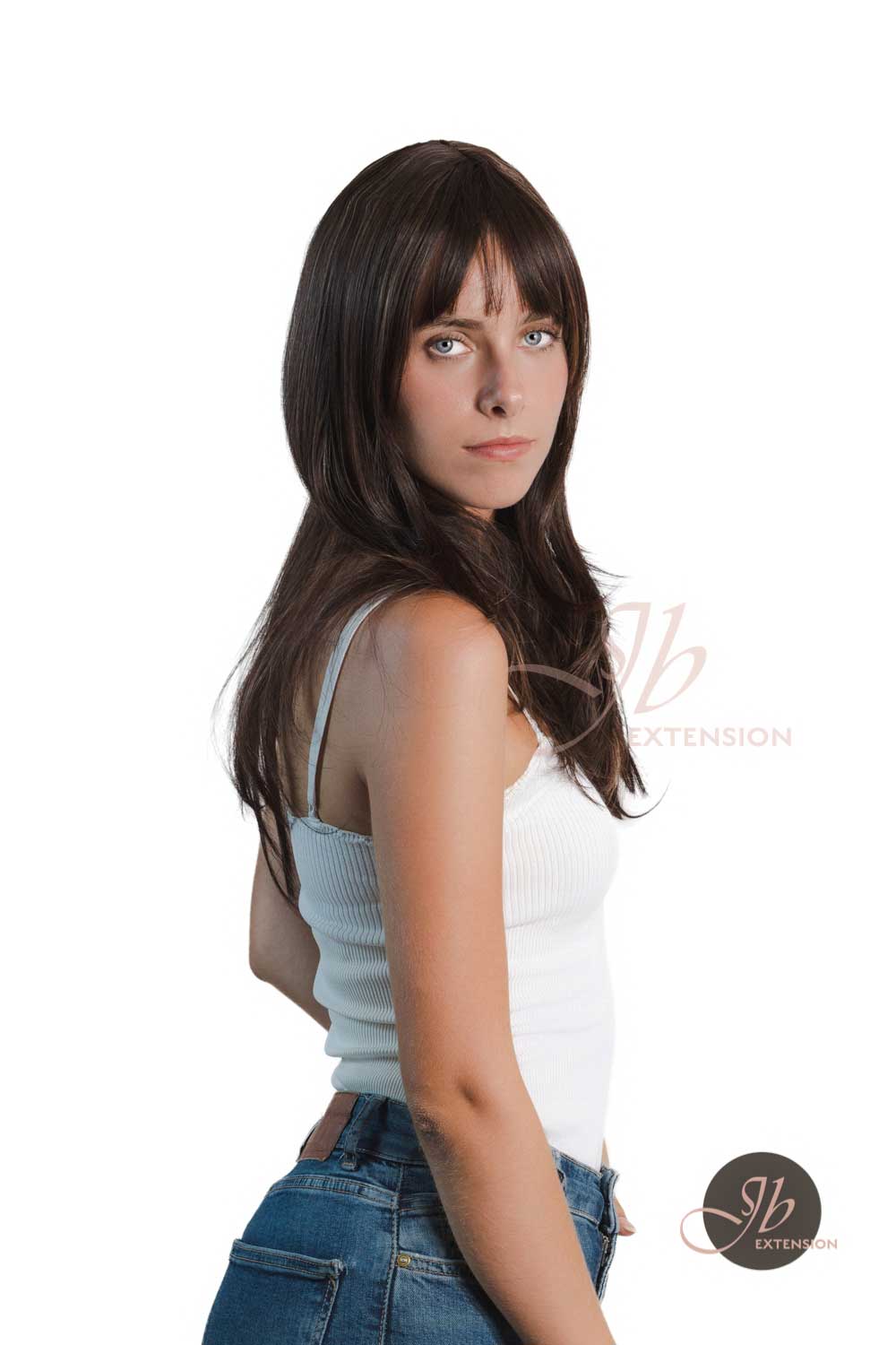 JBEXTENSION 24 Inches Wolf Cut Brown Women Wig With Bangs TASHA BROWN