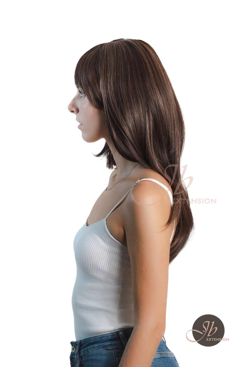 JBEXTENSION 24 Inches Wolf Cut Brown Women Wig With Bangs TASHA BROWN