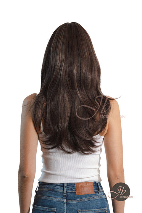 JBEXTENSION 24 Inches Wolf Cut Brown Women Wig With Bangs TASHA BROWN