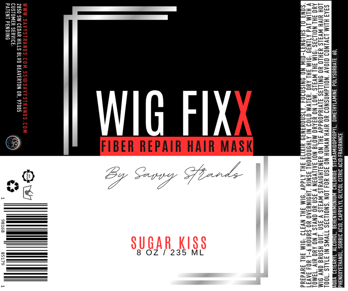 Wig Fixx Sugar Kiss | Hair mask | 8 OZ