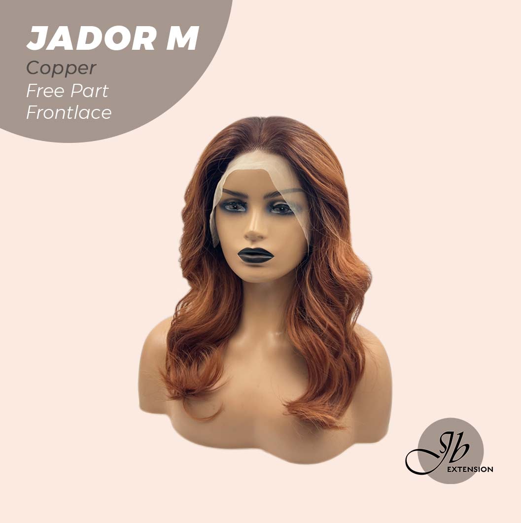 JBEXTENSION 20 Inches Copper Curly Lace Front Wig.Pre Plucked 13*4 HD Transparent Lace Frontal Handmade Futura Fiber Swiss Lace Synthetic Fiber Glueless Wig JADOR M COPPER
