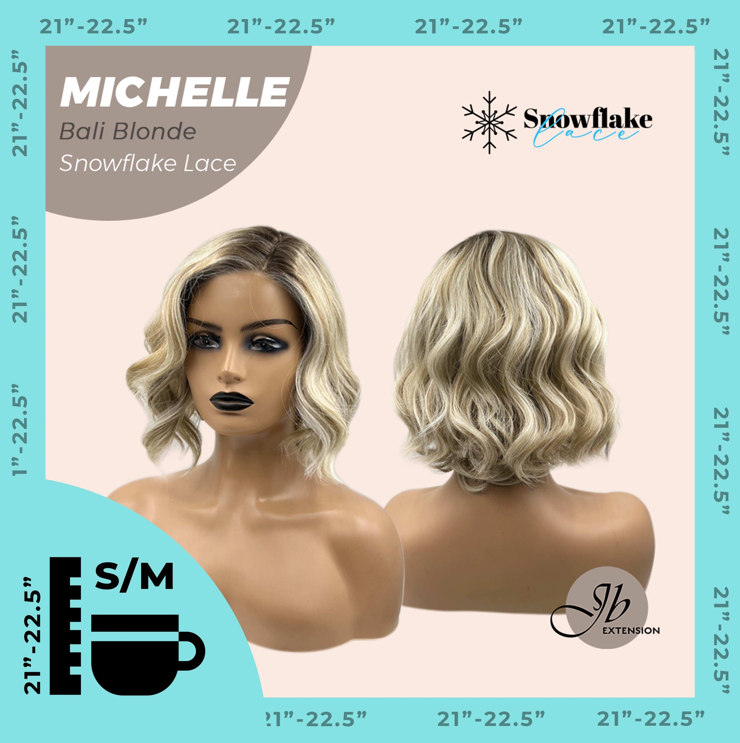 JBEXTENSION 10 Inches Bali Blonde Pre-Cut Side Part Snowflake Lace Frontlace Glueless Wig MICHELLE BALI BLONDE【BENDY EAR TABS】- S/M