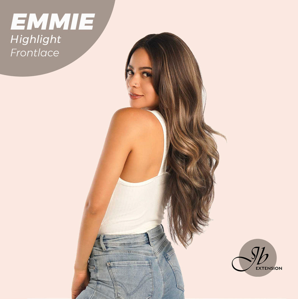 Nichole's Selection - 26 Inches Curly Women Brown With Highlight Wig Pre-Cut Frontlace Glueless Wig EMMIE HIGHLIGHT