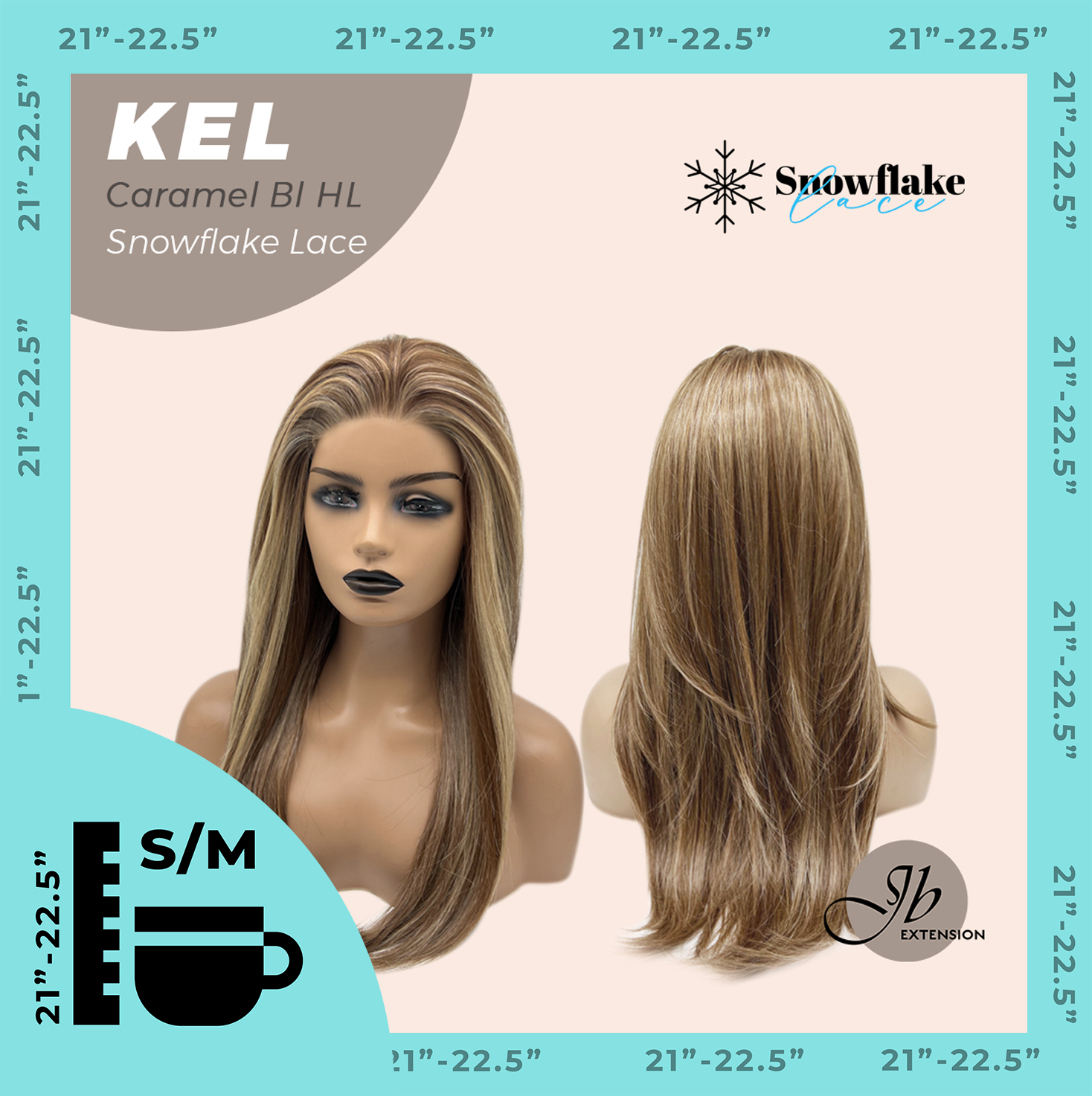 [PRE-ORDER] JBEXTENSION 22 Inches Caramel Blonde Highlight Pre-Cut Snowflake Lace Frontlace Glueless Wig KEL CARAMEL BLONDE HIGHLIGHT【PERMATEASE】【BENDY EAR TABS】