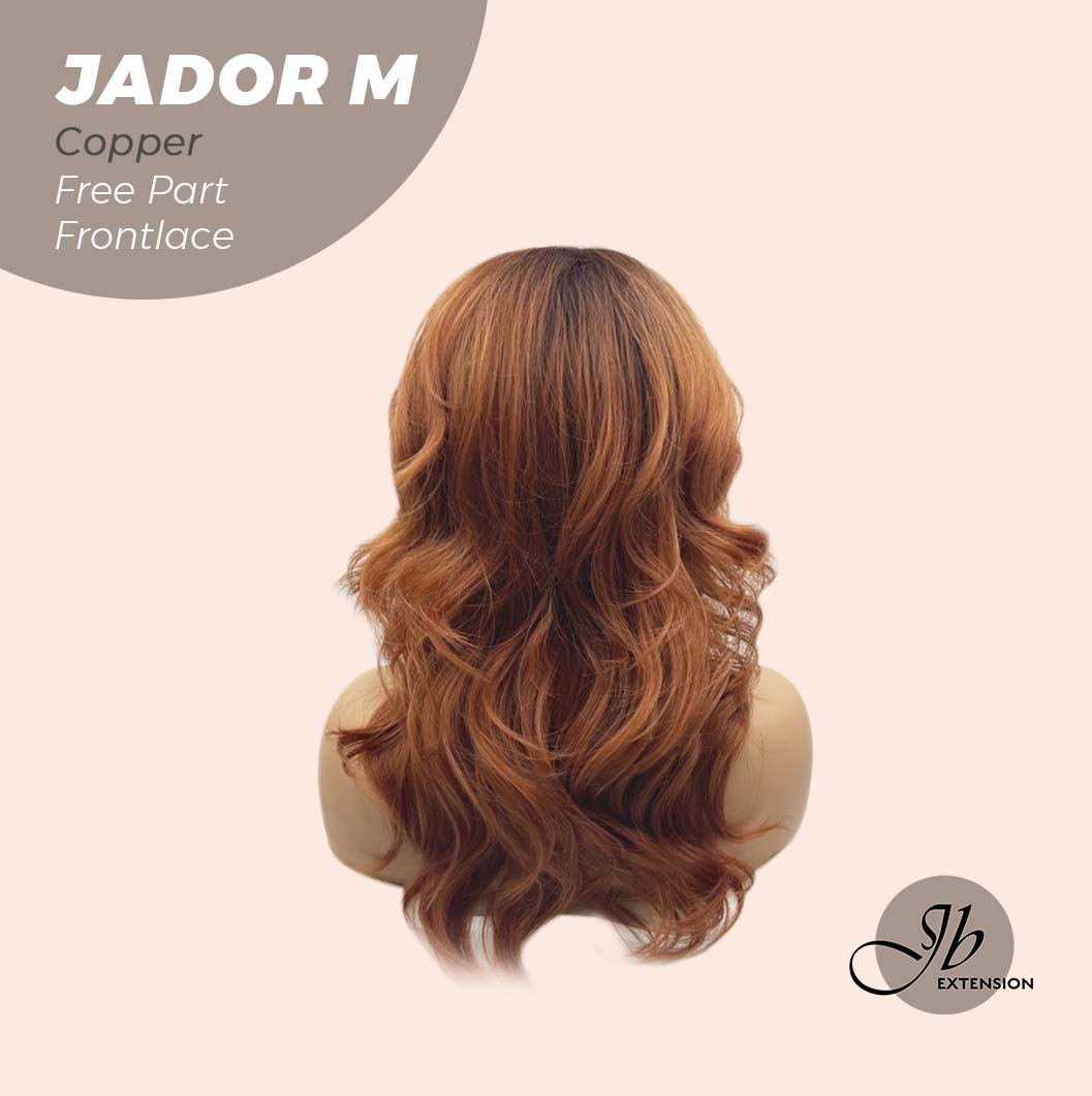 JBEXTENSION 20 Inches Copper Curly Lace Front Wig.Pre Plucked 13*4 HD Transparent Lace Frontal Handmade Futura Fiber Swiss Lace Synthetic Fiber Glueless Wig JADOR M COPPER