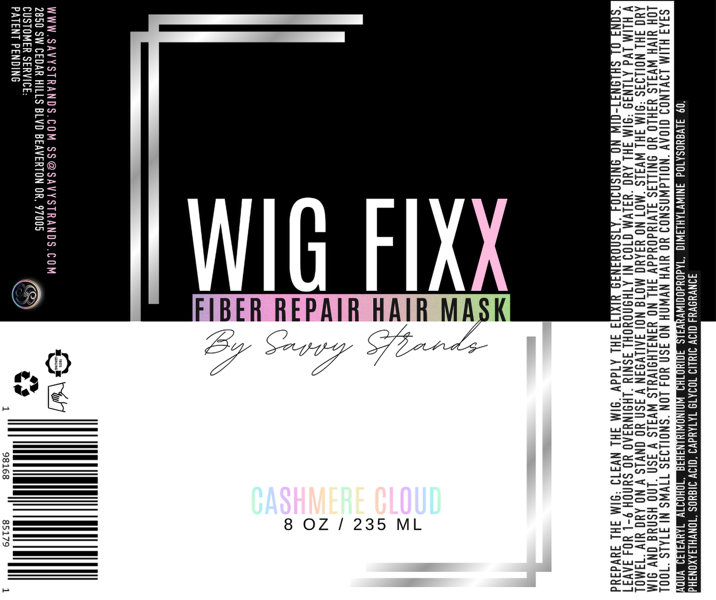 Wig Fixx Cashmere Cloud | Hair mask | 8 OZ