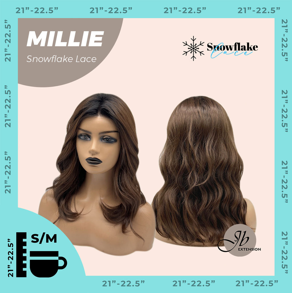 JBEXTENSION 16 Inches Mocha Pre-Cut Snowflake Lace Frontlace Glueless Wig MILLIE SNOWFLAKE【PERMATEASE】【BENDY EAR TABS】