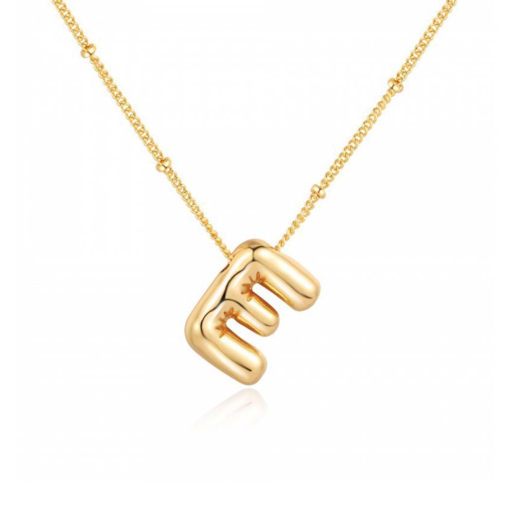 JBextension Golden Color Bubble Letter Necklace for Women,  Balloon Initial Letter Pendant Necklace Dainty Charm Initial Necklaces for Women Trendy Chunky Custom Name Necklace Gold Color Necklaces for Women