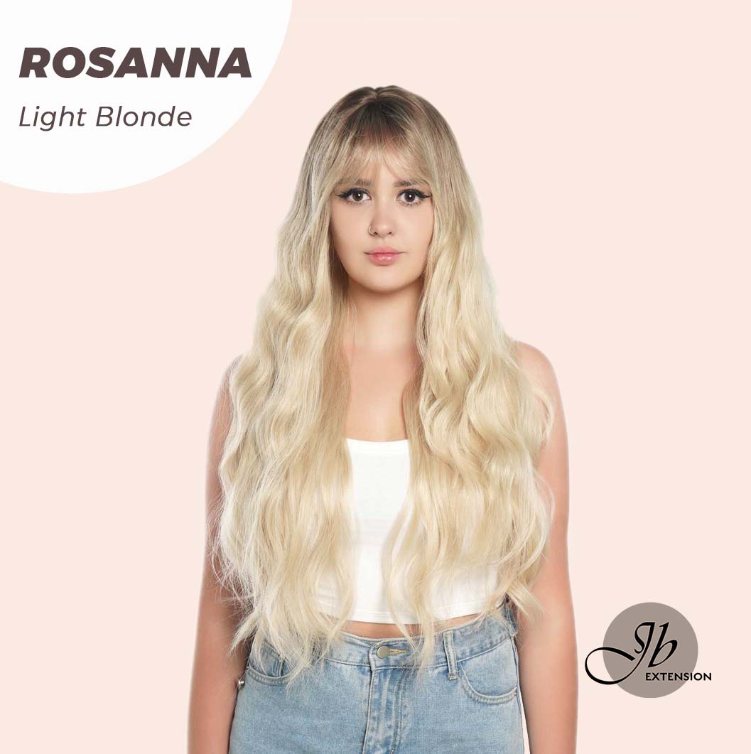 JBEXTENSION 28 Inches Long Body Wave Light Blonde Wig With Bangs ROSANNA LIGHT BLONDE