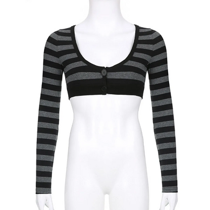90s Grunge Style Striped Cropped Top