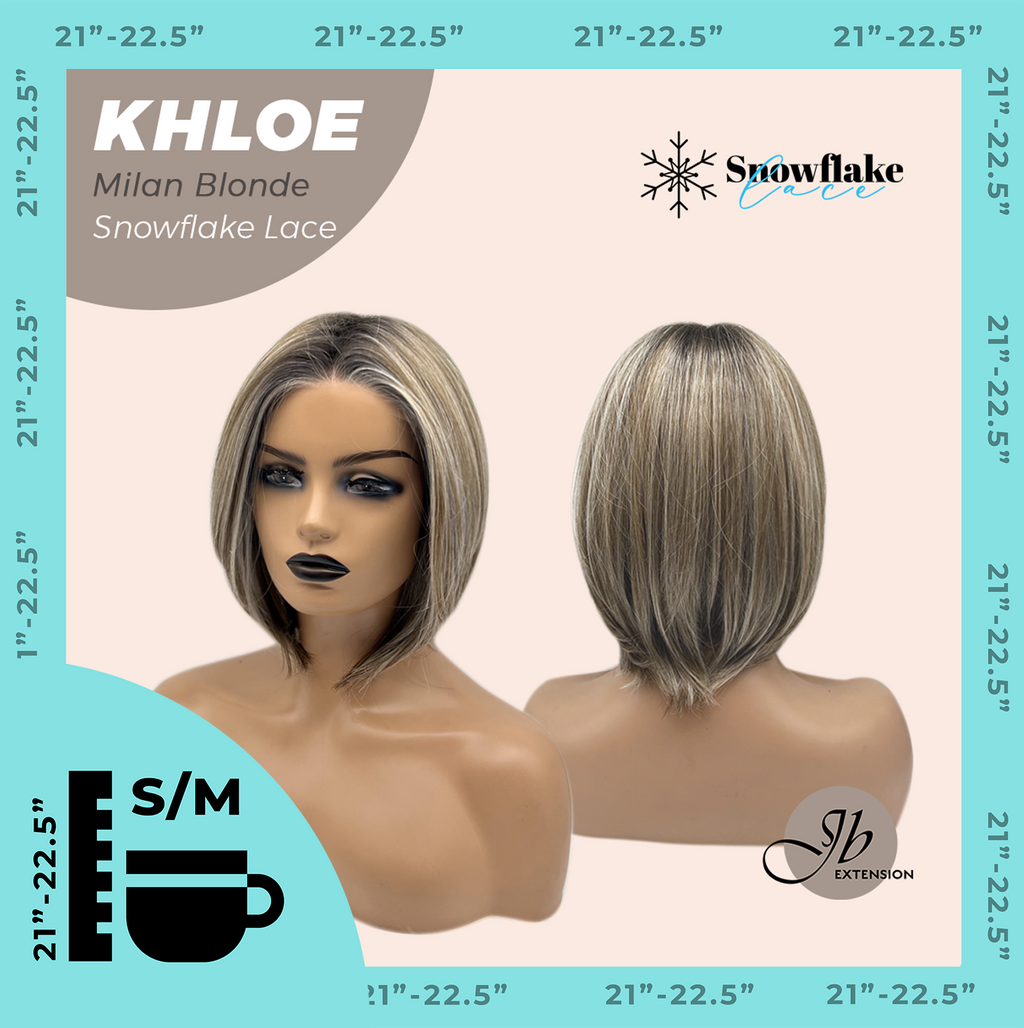 JBEXTENSION 12 Inches Bob Cut Milan Blonde Pre-Cut Snowflake Lace Frontlace Glueless Wig KHLOE MILAN BLONDE【PERMATEASE】【BENDY EAR TABS】- S/M
