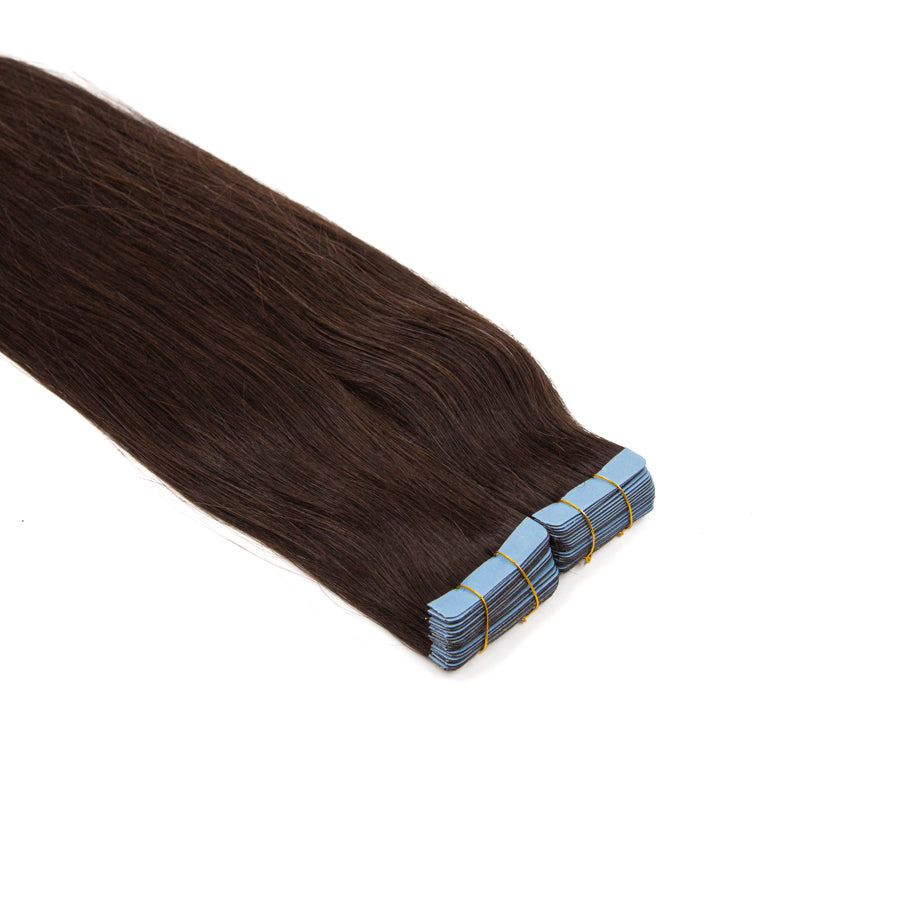Tape in Hair Extensions Human Hair, Remy Tape in Hair Extensions 20inch  Tape in Human Hair 50g 20pcs  #2 DARK BROWN