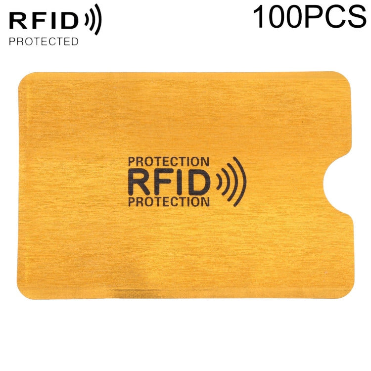 100 PCS Aluminum Foil Anti Theft RFID Blocking Sleeve Card Protector, Size: 9.1*6.3cm (Gold)