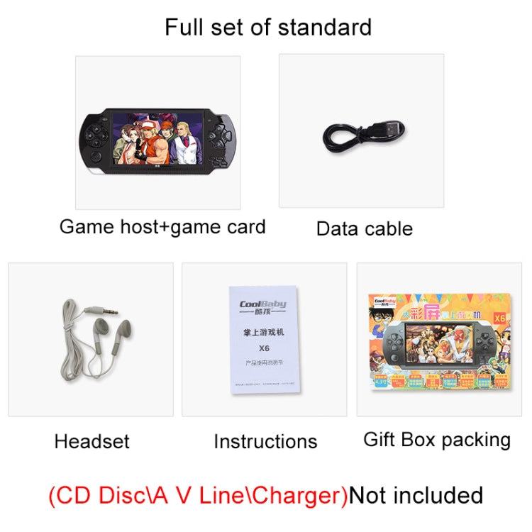 X6 4.3 inch Screen Retro Portable Game Console with 3MP Camera, Built-in 10000 Games, Supports E-book / Recording / Music Playing / Video Playing(White)