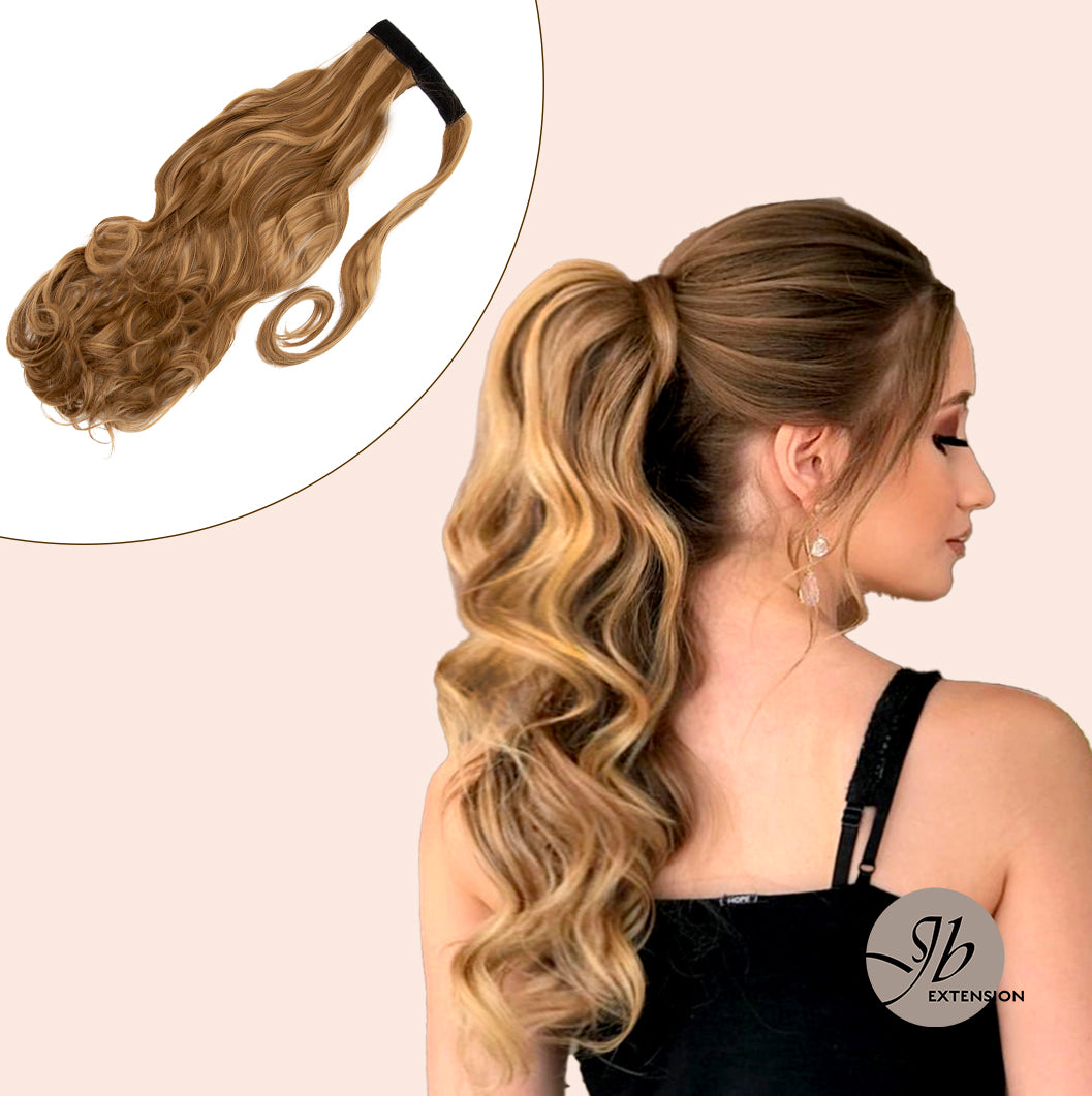 JBEXTESION LONG CURLY PONYTAIL with HIGHLINES  Heat Resistant Wrap Around Ponytail 27 INCH