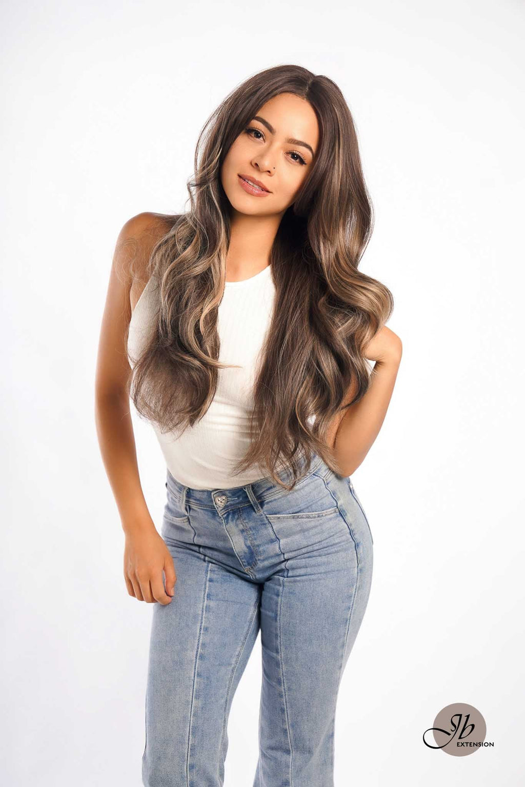 Nichole's Selection - 26 Inches Curly Women Brown With Highlight Wig Pre-Cut Frontlace Glueless Wig EMMIE HIGHLIGHT